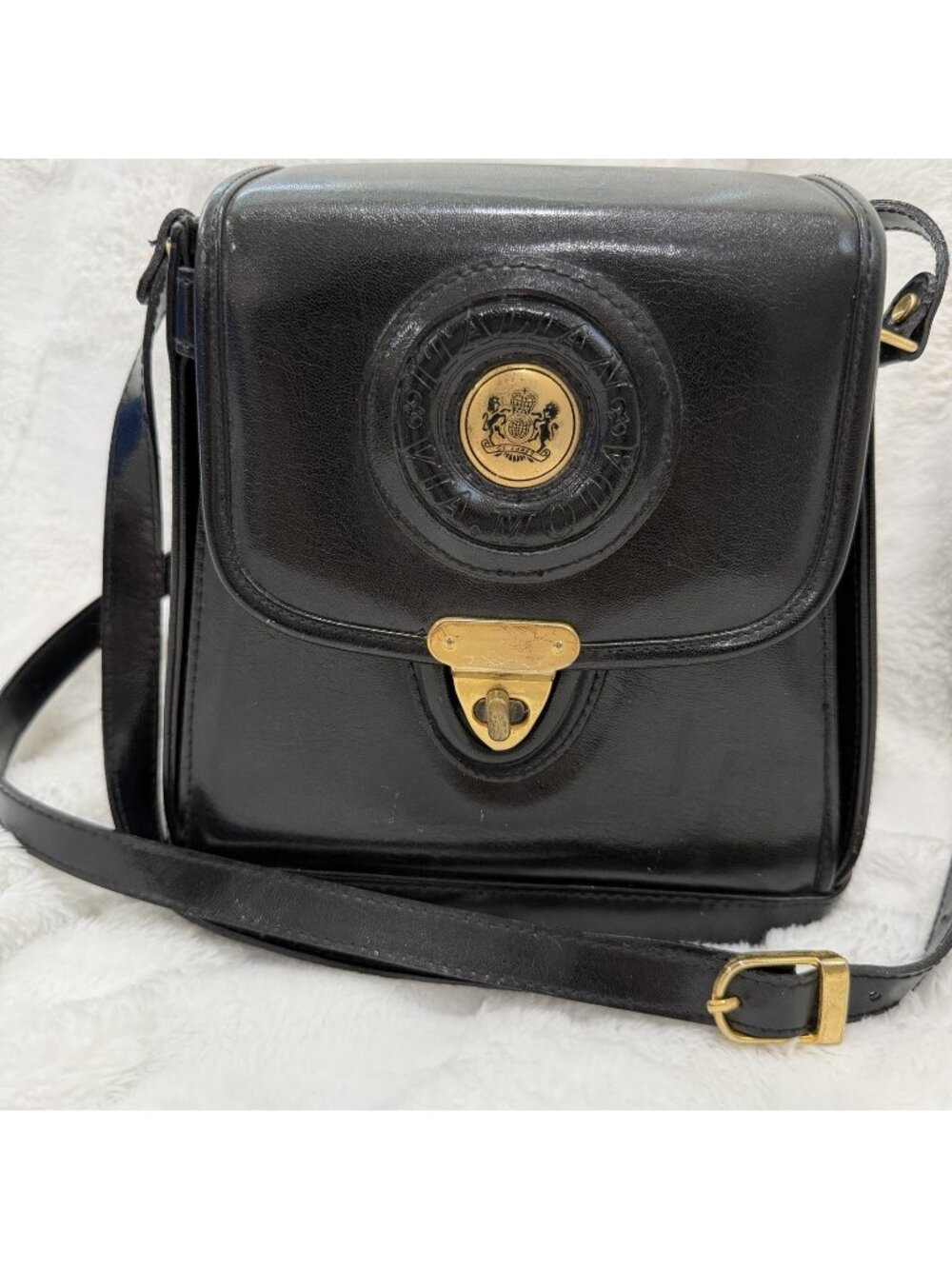 Vintage Italian Via Moda Black Structured Box Purse Quiet Luxury Old Money